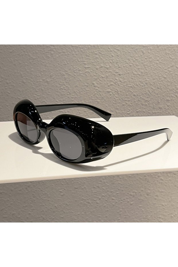 Black Grey New High-end Elliptical Oval Sunglasses Women Hip-Hop Street Photography Retro Fashion Su