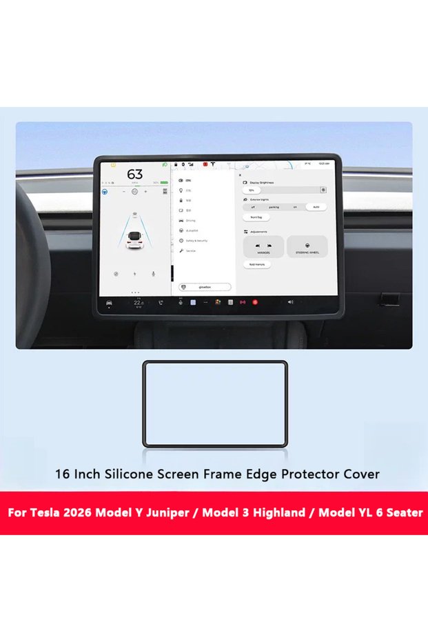 Black 16-inch For Tesla Model 3 Y Juniper YL 16-inch Silicone Protective Frame Edge Cover Cent