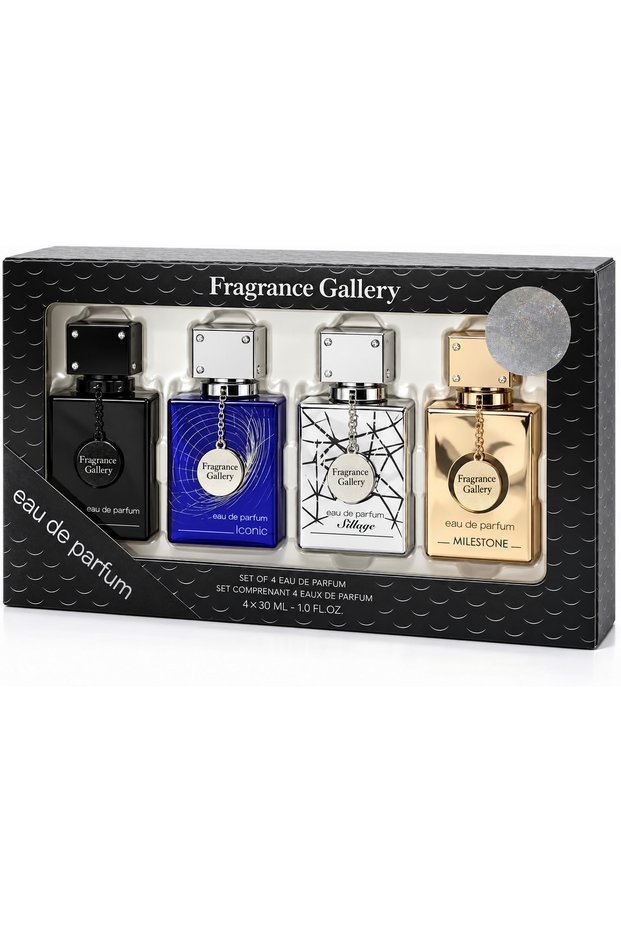 Eau de Parfum Perfume Gift Set, 4 x 30 ml, Four-Bottle Fragrance Collection | Iconic, Sillage, Milestone, 120 ml Total, Presentation Box, 4 Distinct Bottle Designs