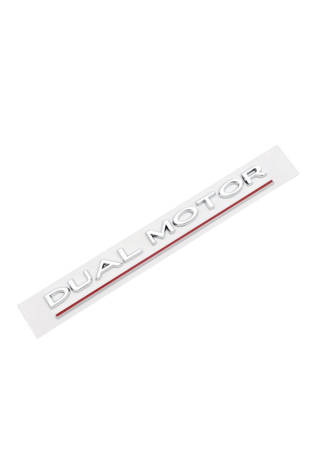 Silver DUAL MOTOR Emblem For Tesla Model 3 Y S X Accessories Underlined Letters Logo Performance Bad