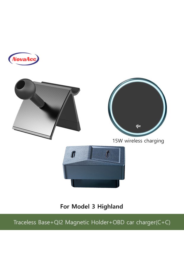 15W C C 3PCS 3 24-25 Car Magnetic Wireless Charging Phone Holder For Tesla Model Y Juniper Model 3 H