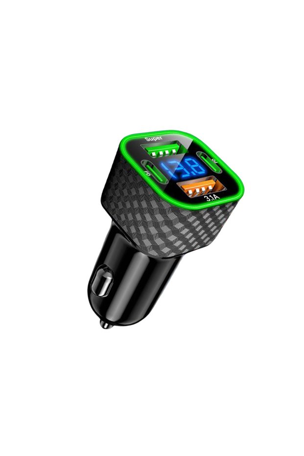 One size 380W USB C Car Phone Charger Dual PD 4 in 1 with Voltage Display Super Fast Charge Adapter