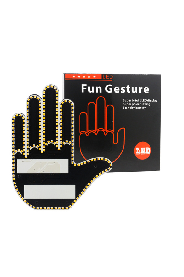 1pcs Car LED Illuminated Gesture Light Car Finger Light With Remote Road Rage Signs Middle Finger Ge