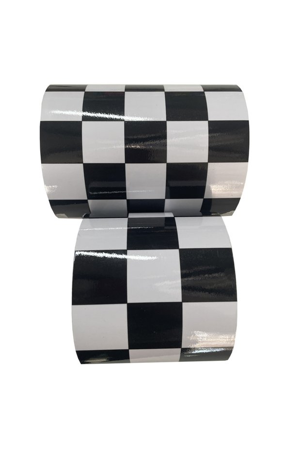 10cm x 150cm Glossy Finished Premium Racing Black White Checkered Flag Vinyl Wrap Film Roll DIY Self