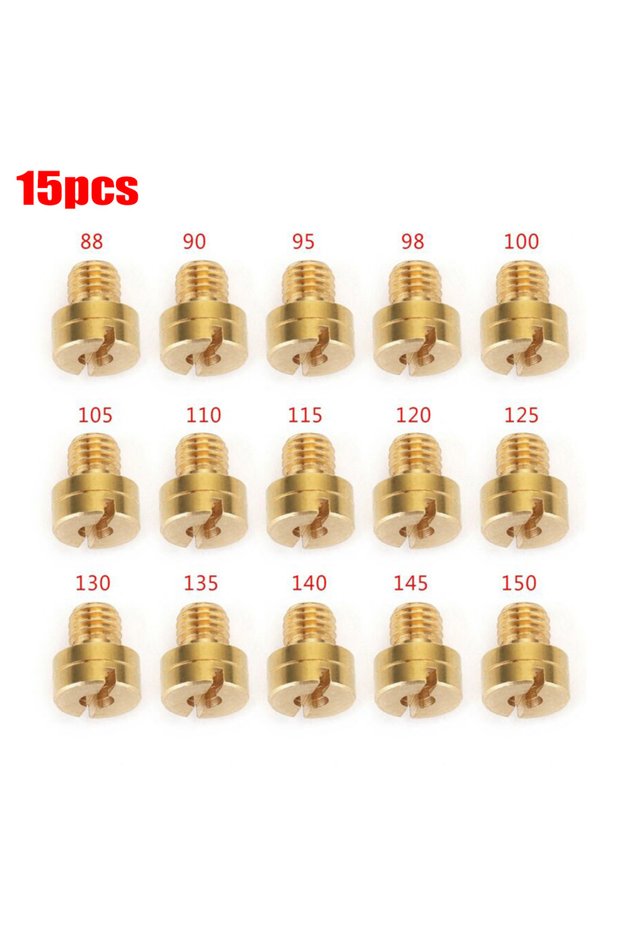 15pcs Carburetor Main Jet M5 Thread For Mikuni VM TM TMX Carburetor Injector Nozzle Size 25cc-250cc