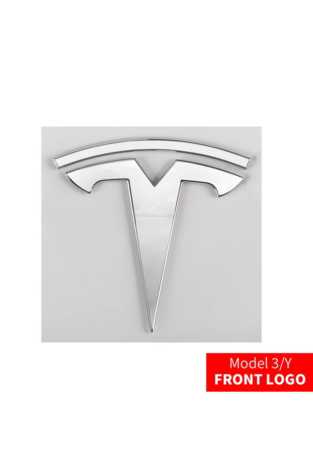 Silver-Front Car Front Emblem Rear Trunk Emblem Sticker for Model 3 Model Y ABS Logo Rep
