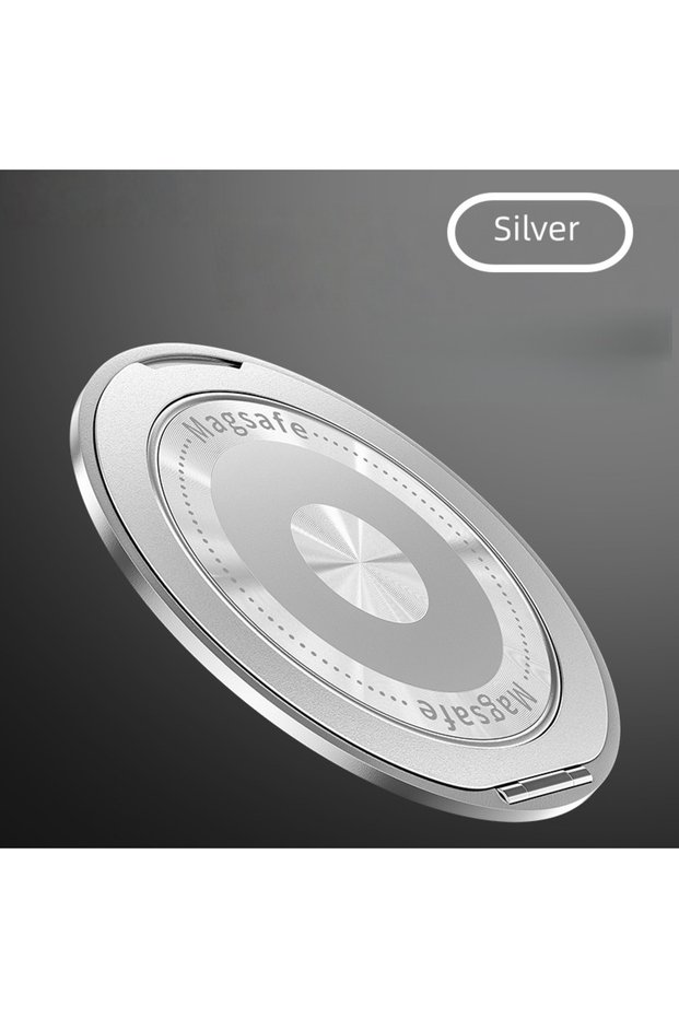 Silver Magnetic Phone Holder Pivot Self Adhesive Ring 360 Degree Ultra Thin Rotation Premium Zinc Al