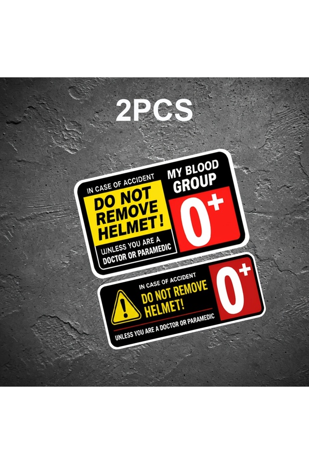 1SET O1 2PCS/SET Multiple Blood Type Warning Stickers, Waterproof Safety Reminder Decals for Motorcy
