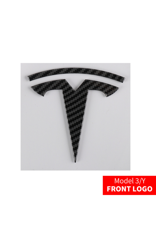 Carbon-Front Car Front Emblem Rear Trunk Emblem Sticker for Model 3 Model Y ABS Logo Rep