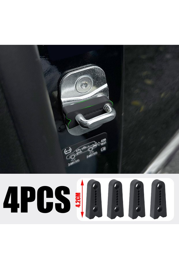 Black - (4pcs) Universal Car Door Lock Damper Buffer Pad Soundproof Elastic Silicone Seals Auto Door