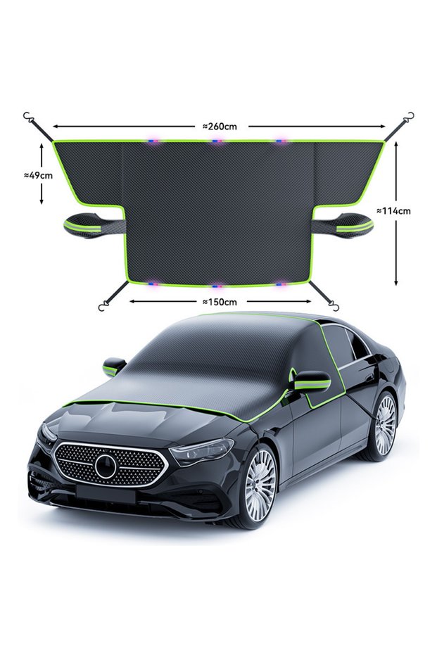 green Magnetic Oxford Snow Cover, Thick Frost Guard for All Cars, Easy Install, Durable Winter Ice P