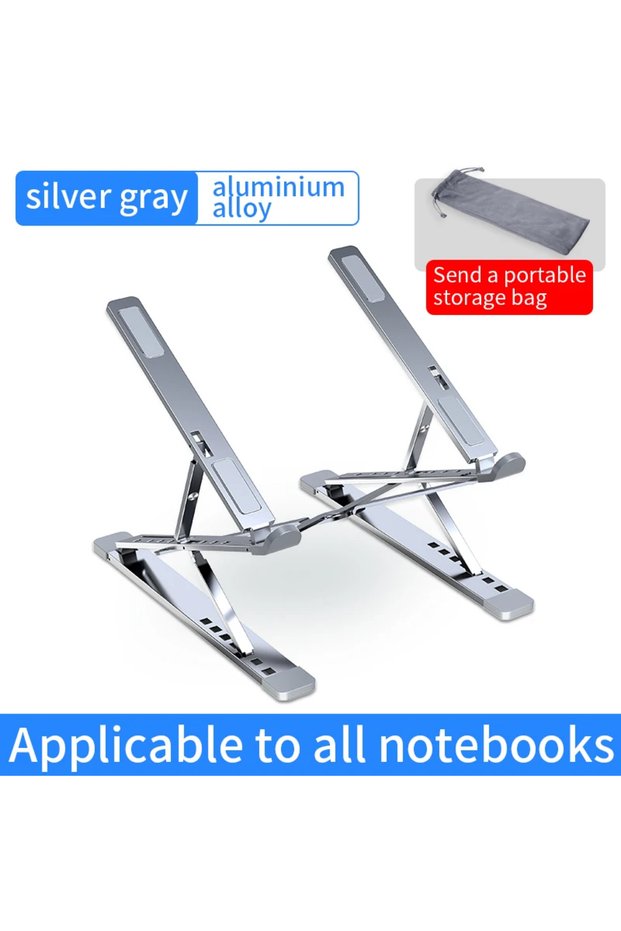 Silver double layer Folding Laptop Stand For Macbook Adjustable Aluminum Computer PC Table