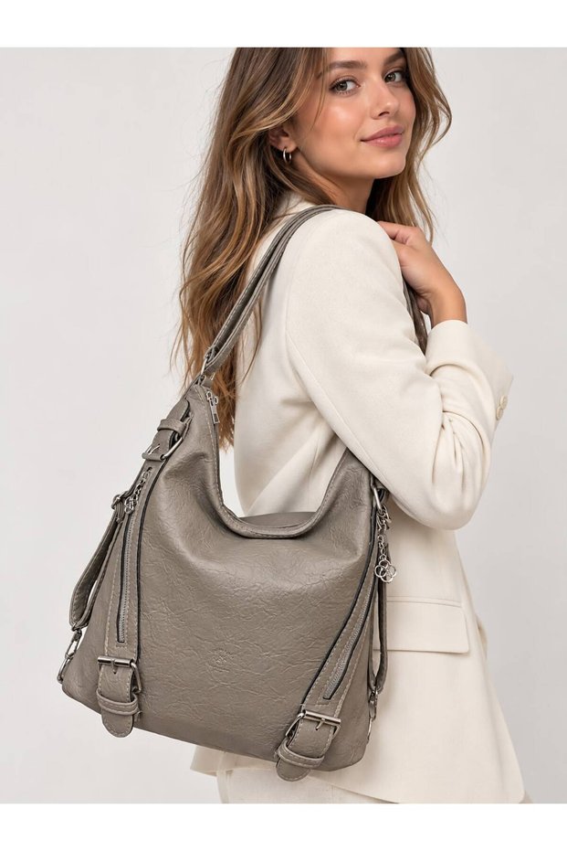 New Casual Model Quality Soft Leather Multi-Section Large Size Back and Shoulder Bag