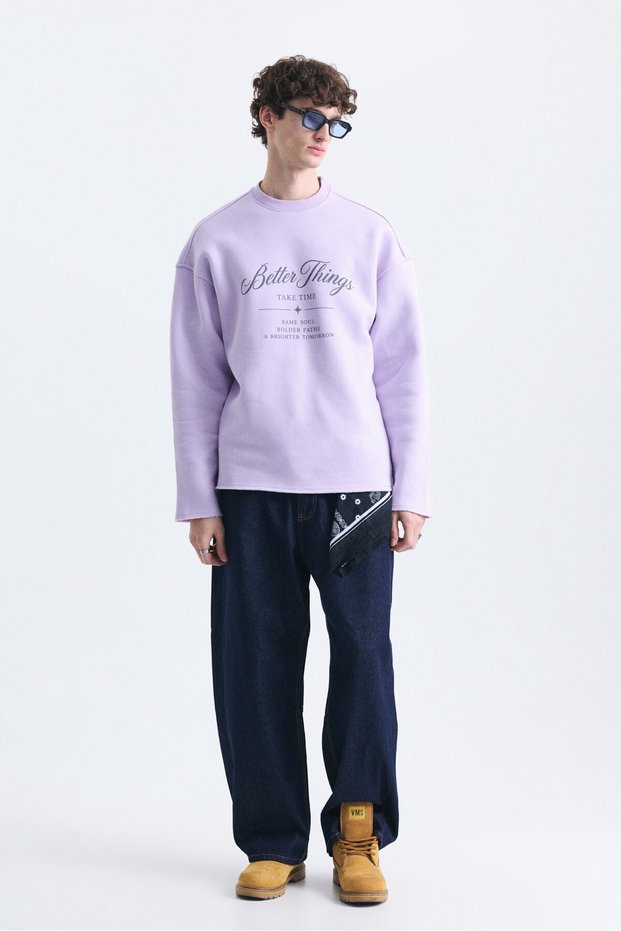 Oversize Letter Print Sweatshirt