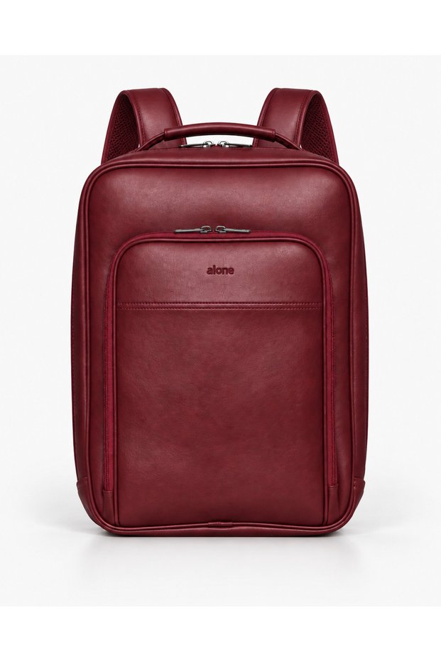 17-Inch Faux Leather Laptop Backpack, Water-Repellent, With Luggage Straps, for Business and Travel