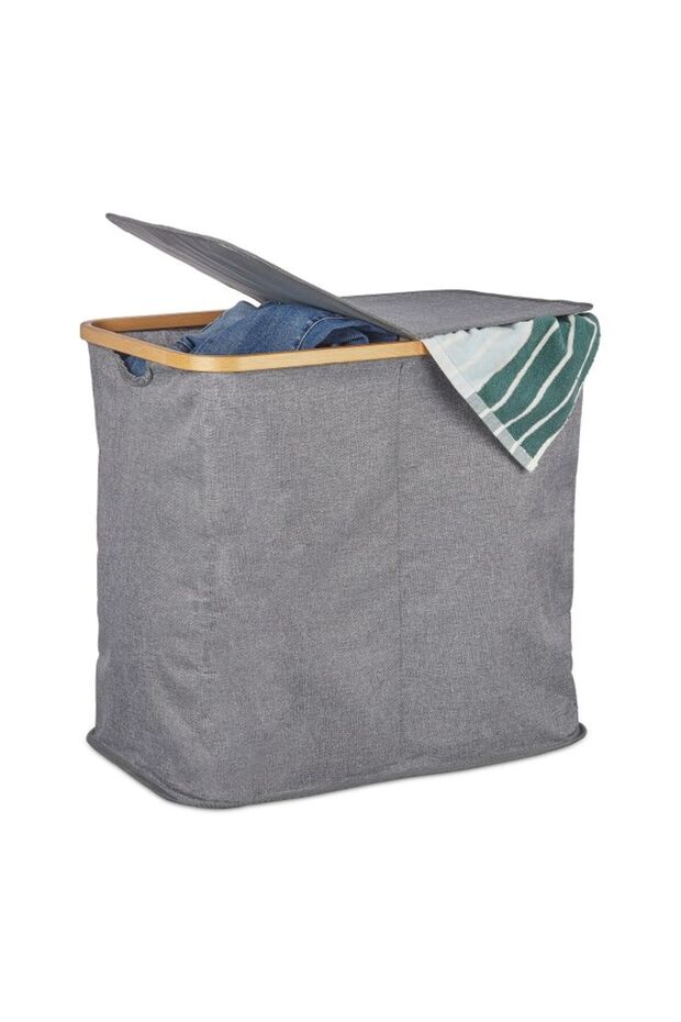 Lidded Double Hamper in Grey