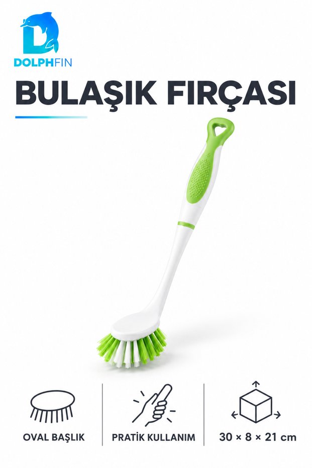 Two-Tone Oval Dish Brush with Strappy Handle—Kitchen Cleaning Brush