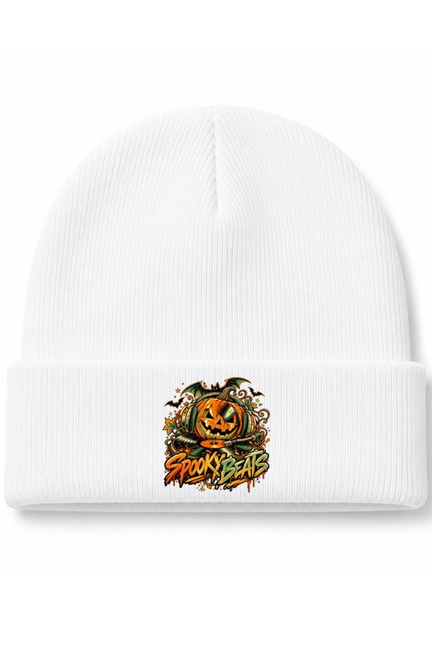 Spooky – Halloween DJ Pumpkin and Retro Music-Themed Knit Beanie