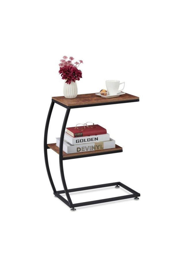 C-Form Side Table with Two Shelves