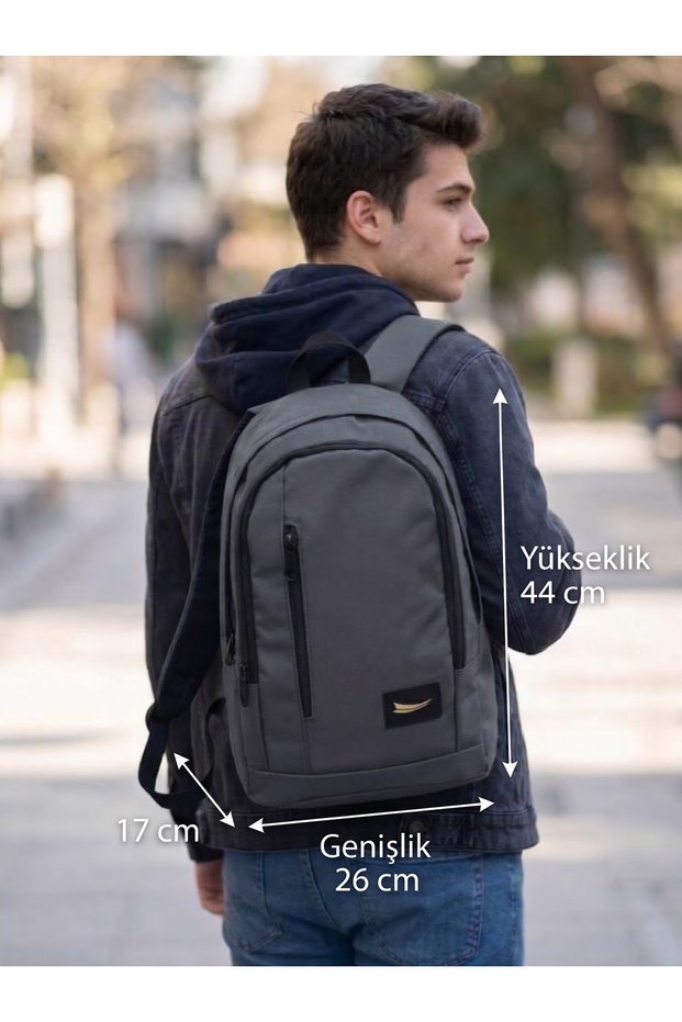 Waterproof Fabric 3-Pocket 2-Water Bottle Compartment Everyday Backpack: Height 44, Width 26, Depth 17 cm