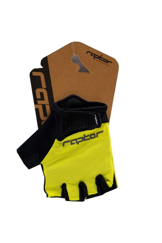Raptor EVO Short-Finger Cycling Gloves with Gel Pads, Venom Yellow, Size L, Yellow