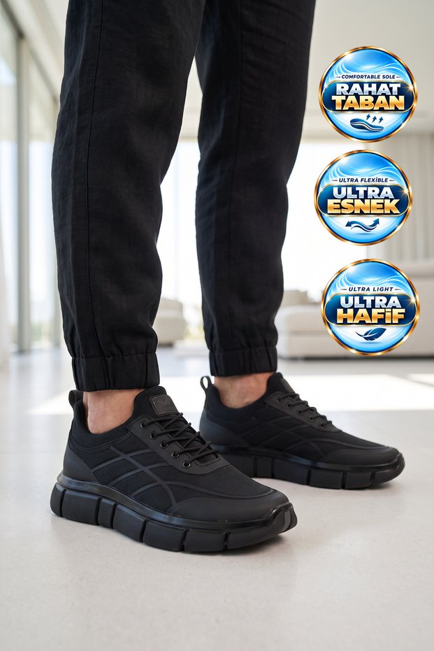 Men's Sneakers Stride 7525 Black-Black