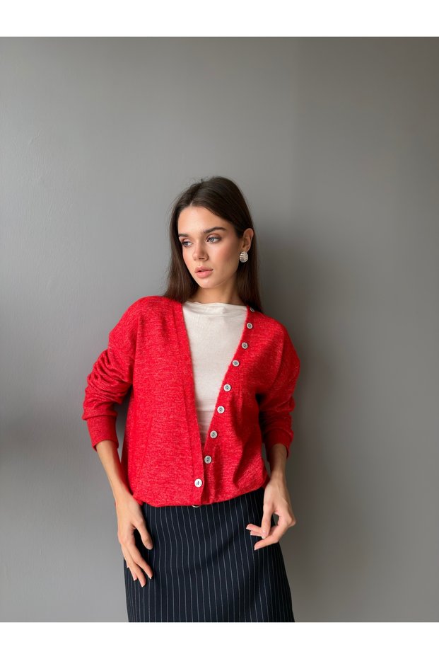 Button Detailed Oversize Cardigan