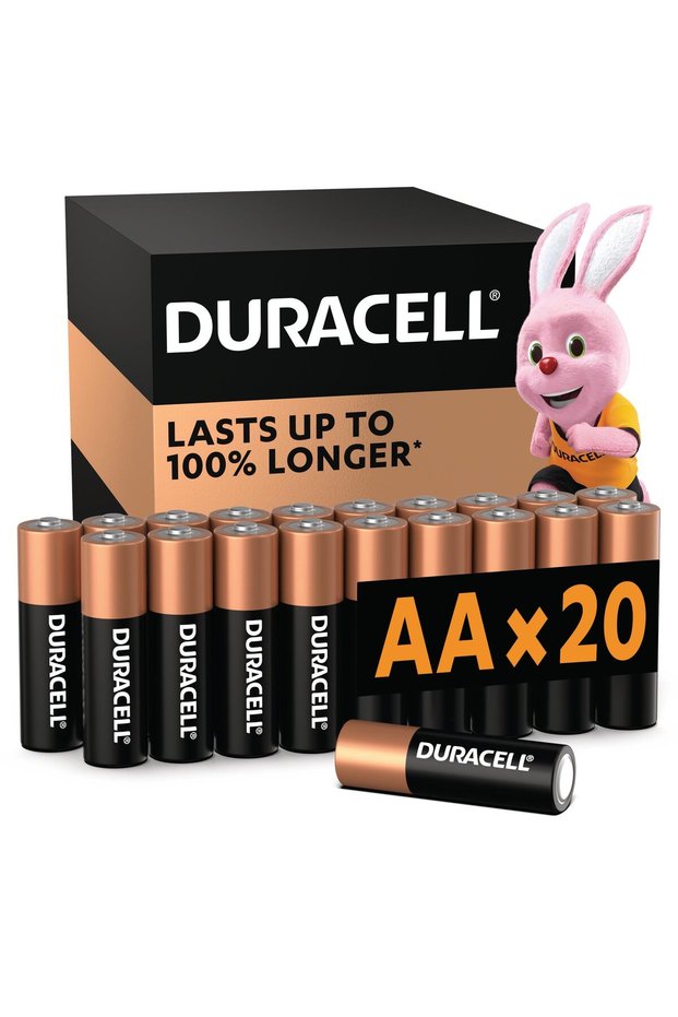 , AA 1.5V Alkaline Batteries, Pack of 20 - Last up to 100% longer