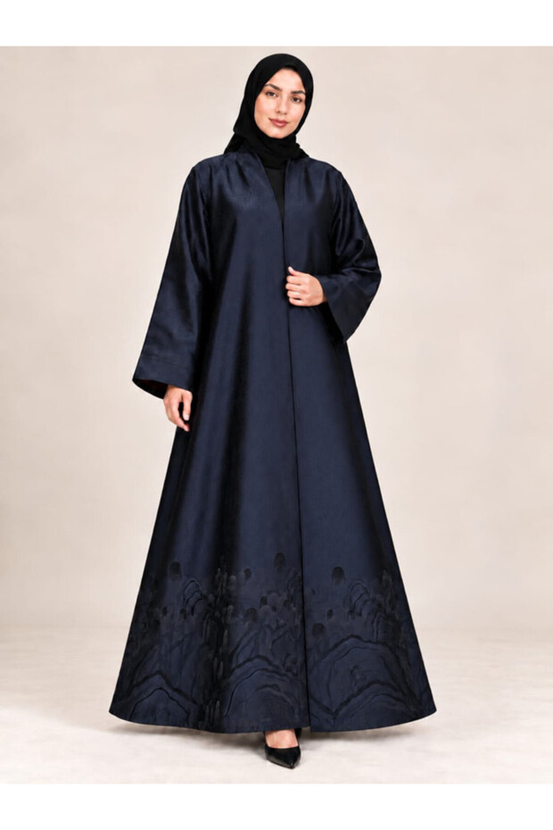 Premium Designer Double closh open Abaya with Unique Patterns – Black