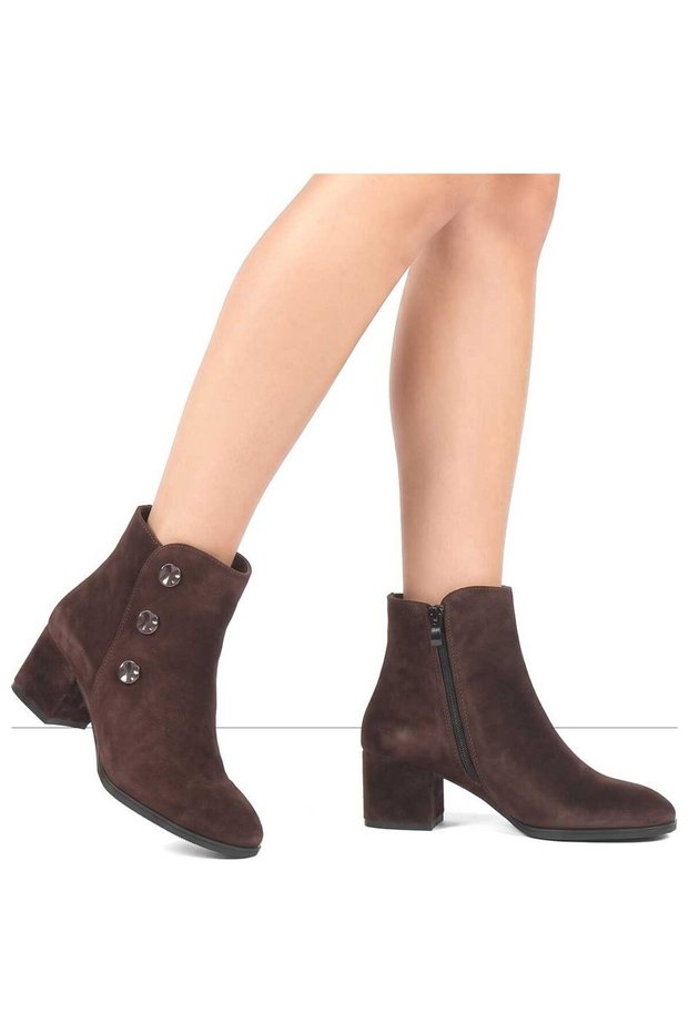AC103-5 Genuine Suede Leather Comfortable Women's Zip-Up Boots
