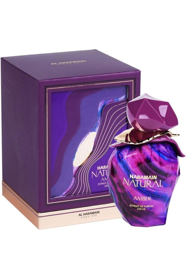 Haramain Natural Amber Extrait De Parfum 100ml | Unisex Floral Fruity Amber Perfume | Long Lasting Luxury Fragrance for Men & Women | Elegant Everyday Scent