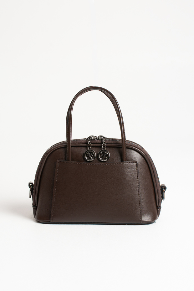 Luna Women's Mini Adjustable Strap, Zipper-Closure, Stylish Hand and Shoulder Bag—Coffee