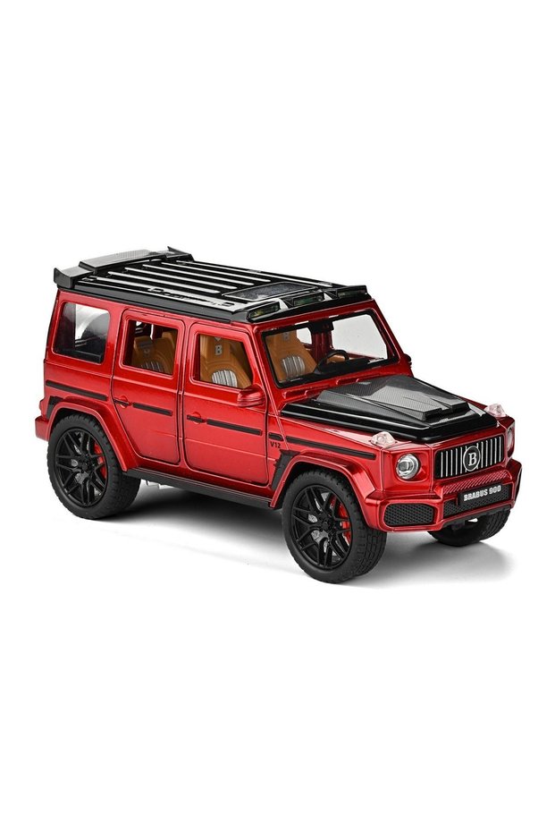 Brabus G Pull-Back Model Car Jeep with Opening Doors, Die-Cast Metal, Sound and Lights, 1:24 Scale, Burgundy