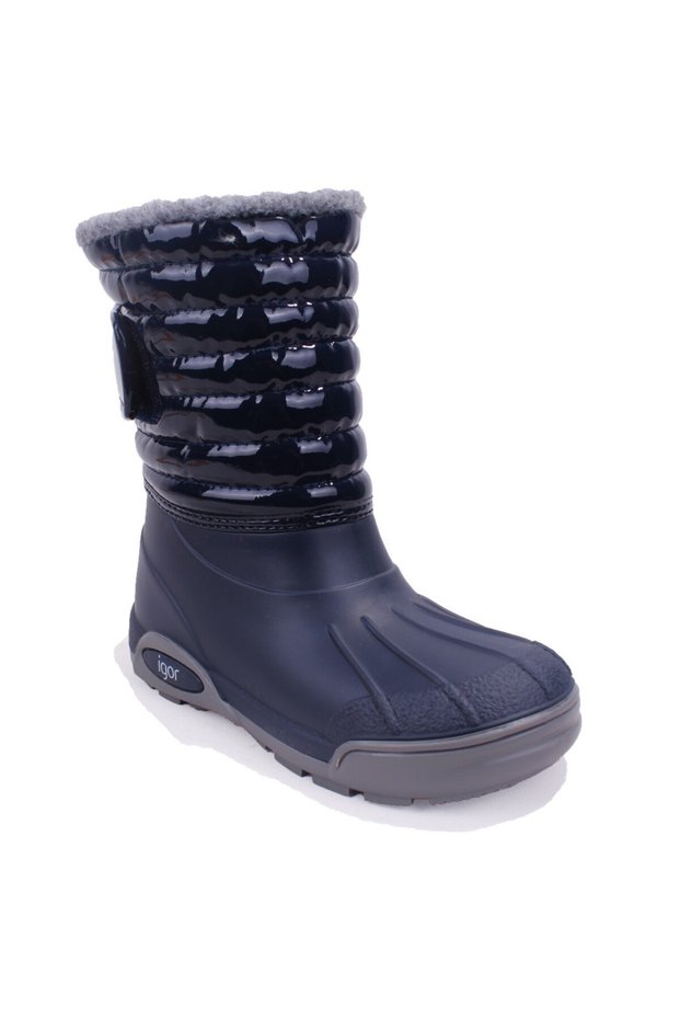 W10168 Topo Ski Charol Navy Blue Orthopedic Boys' Rain Boots