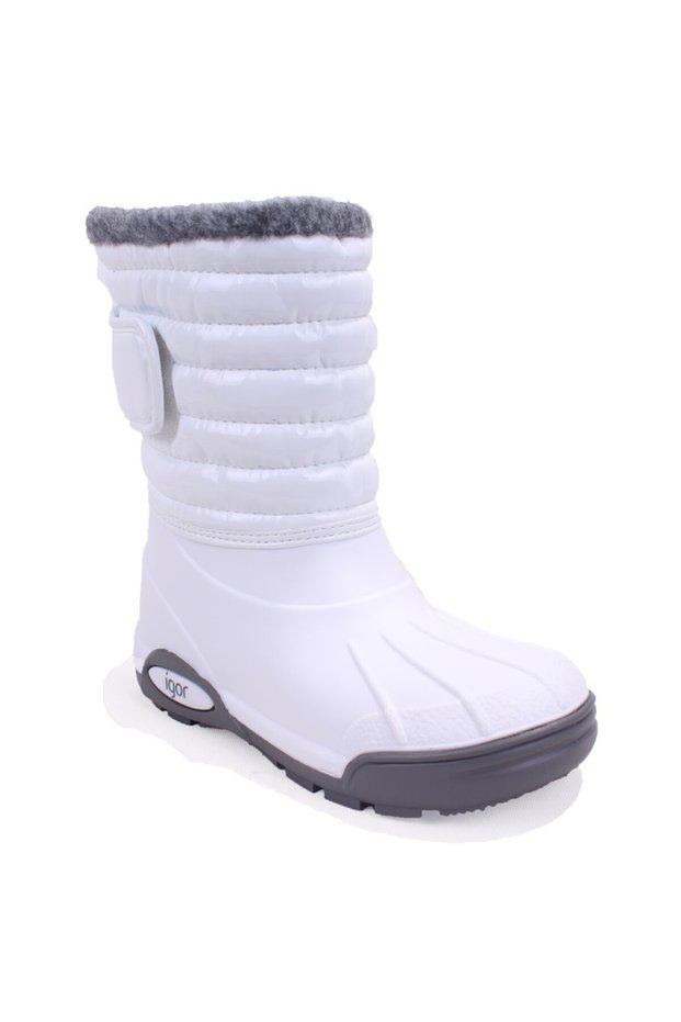W10168 Topo Ski Charol White Orthopedic Girls' Rain Boots