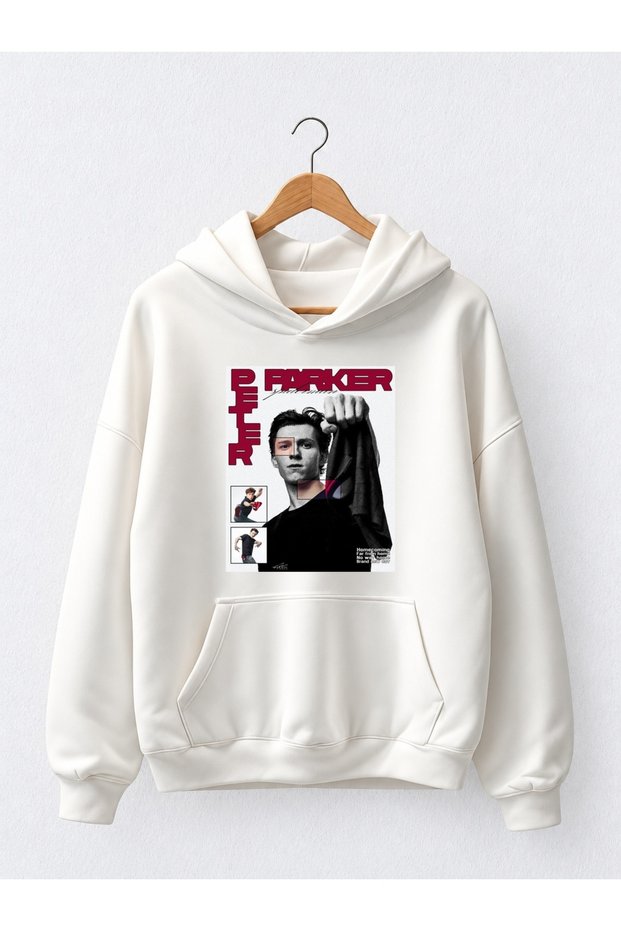 Premium Oversized Hooded 3-Ply Cotton Sweatshirt with Peter Parker Print