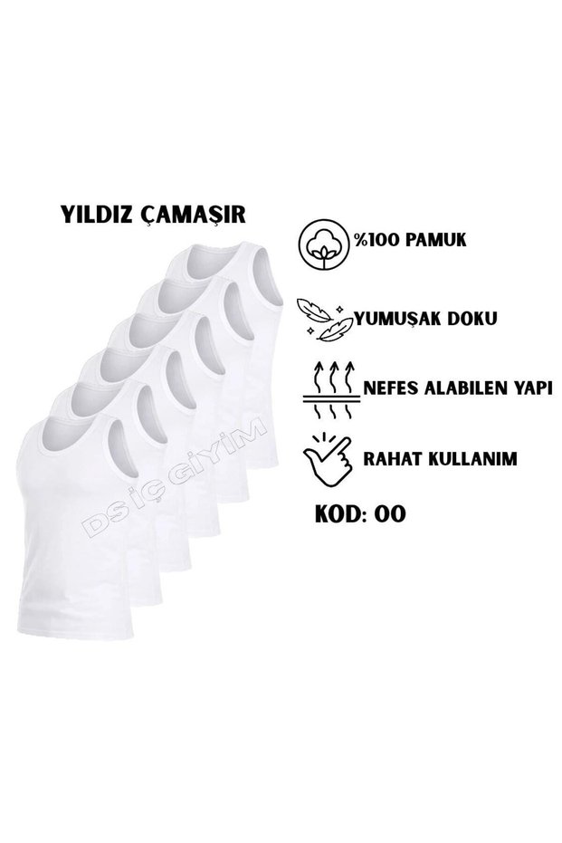 00 MEN'S Single Jersey 100% Cotton White Tank Top With Straps, Pack Of 6