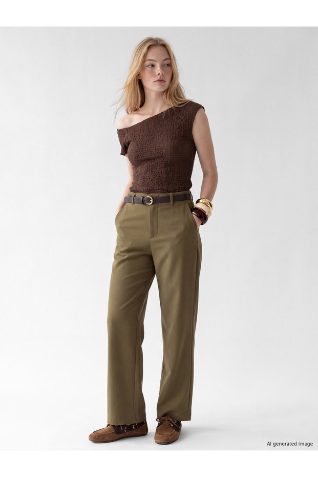 XSIDE Khaki Polyviscose Straight-Leg Standard & Regular Women's Pants—The ALITA CITY Difference