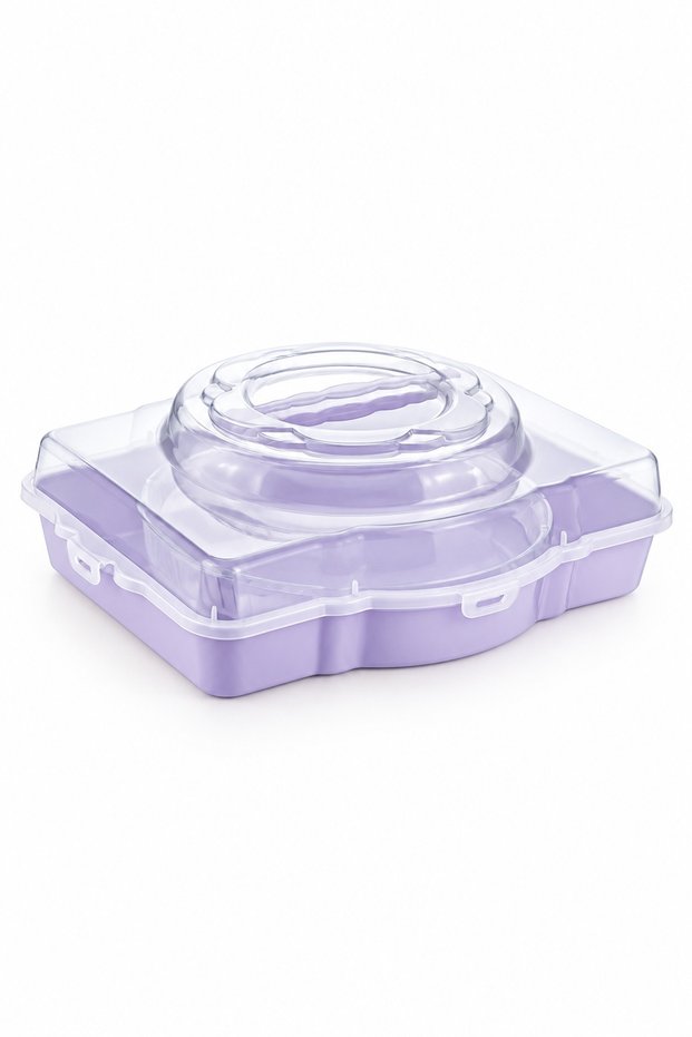 Borcam Storage and Transport Container with Locking Transparent Lid for Cakes and Pastries, Lilac