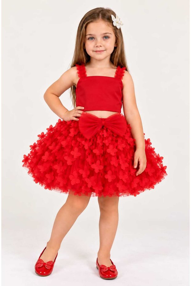 طقم تنورة بوستييه مزينة بأشكال الفراشات