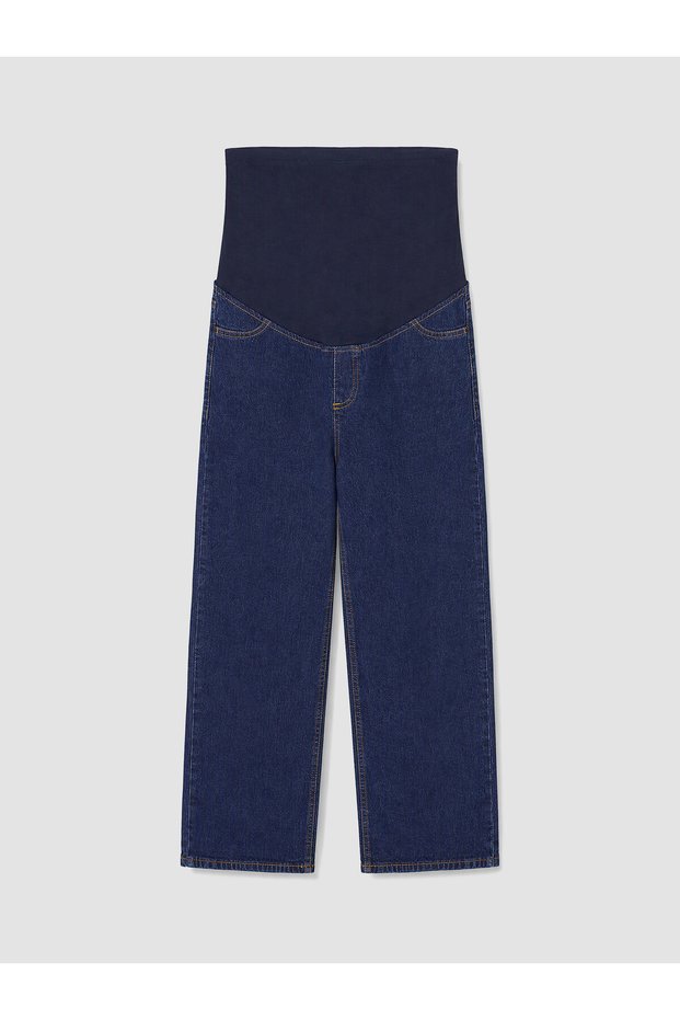 Peak New Season Indigo Straight-Leg Maternity Jeans with Panel Detailing.