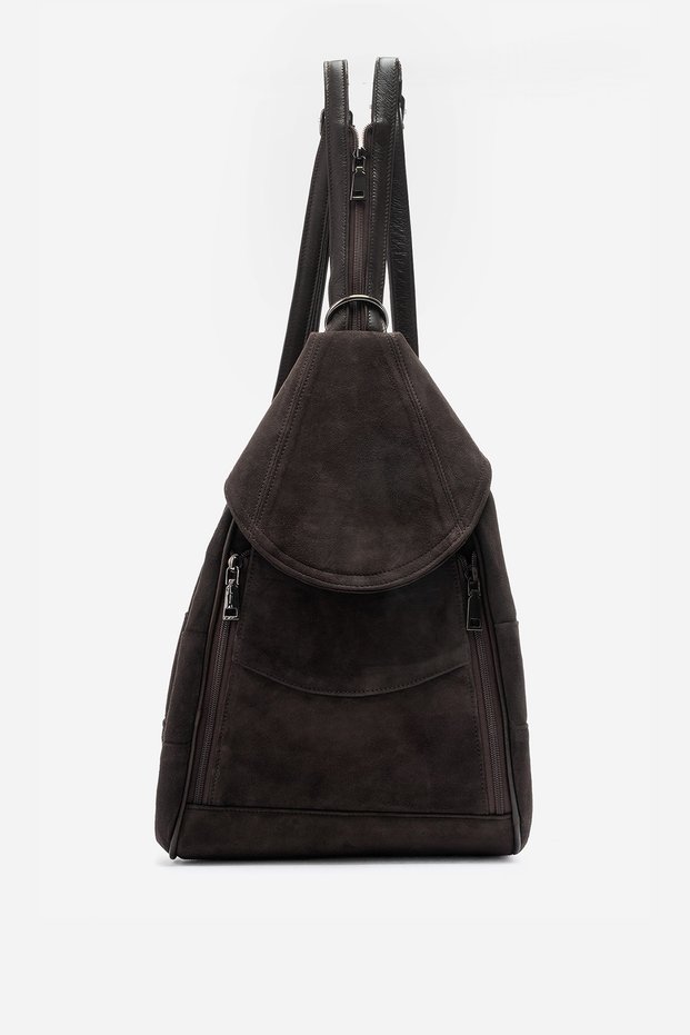 2056 Genuine Leather Women's Crossbody Bag, Suede Brown