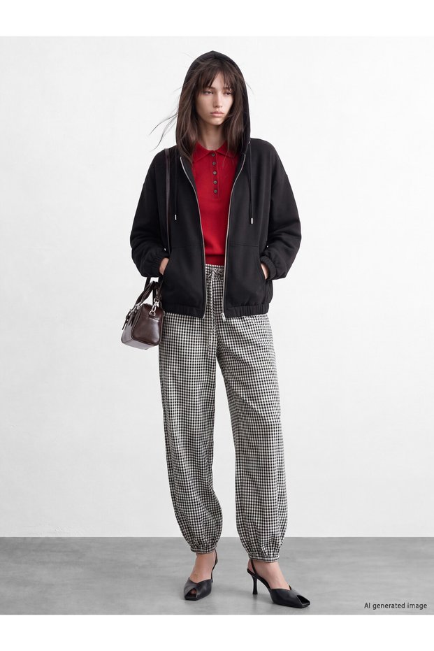 XSIDE Black Plaid Loose-Fit Women's Jogger Pants with Elasticated Hem—The ALITA CITY Difference
