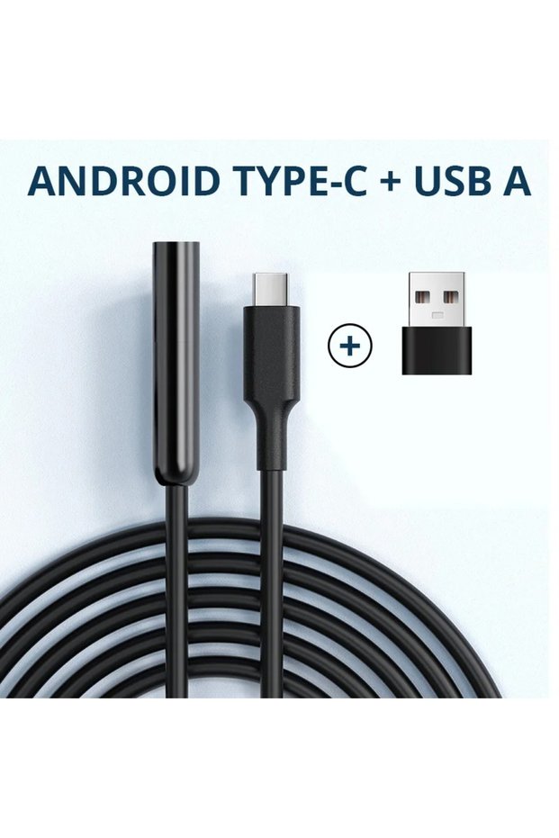 10m Hard Cable USB Type-C Flexible Endoscope Camera 7mm Diameter with 6 Adjustable LEDs for Android