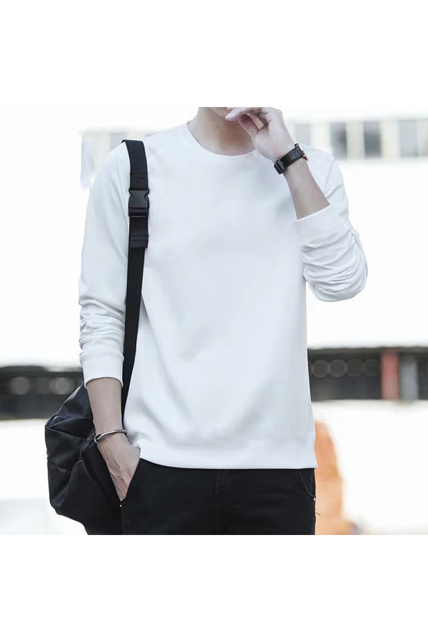 Men Long Sleeve T Shirt Pullover Cotton Thin