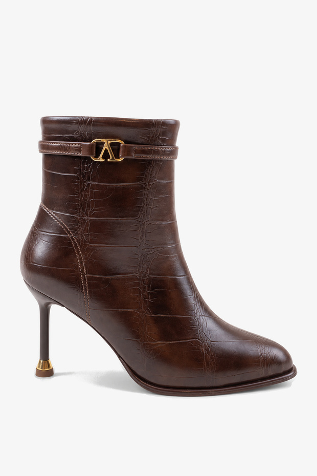 Radima Women's Heeled Boots - Brown Crocodile Print
