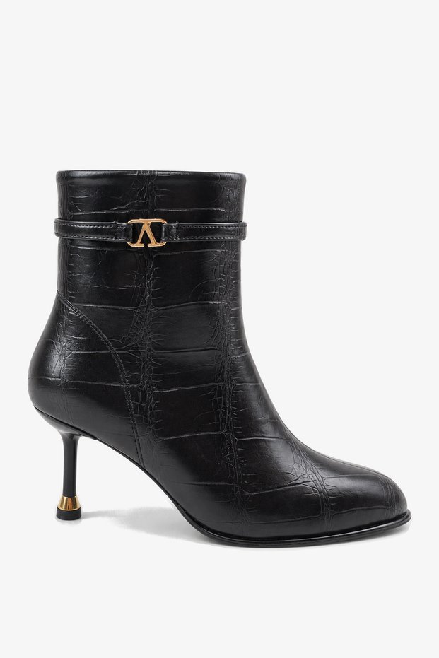 Radima Women's Heeled Boots - Black Crocodile Print