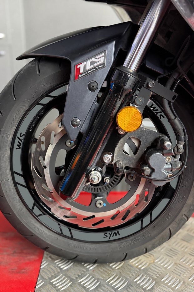 12-Piece Front and Rear Wheel Rim Sticker Set Compatible with 13-14-Inch Rims for the SYM Scooter Series