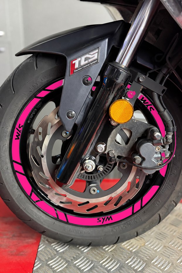 12-Piece Front and Rear Wheel Rim Sticker Set Compatible with 13-14-Inch Rims for the SYM Scooter Series