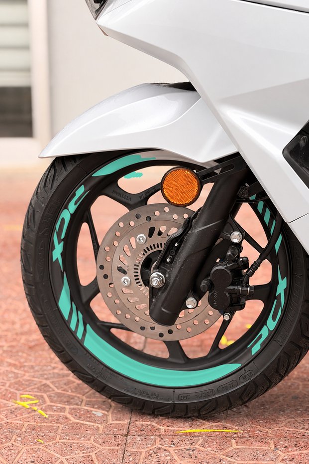 Thick, Segmented + "PCX" Lettering Wheel Stripe Set for the Honda PCX (Includes Front and Rear)